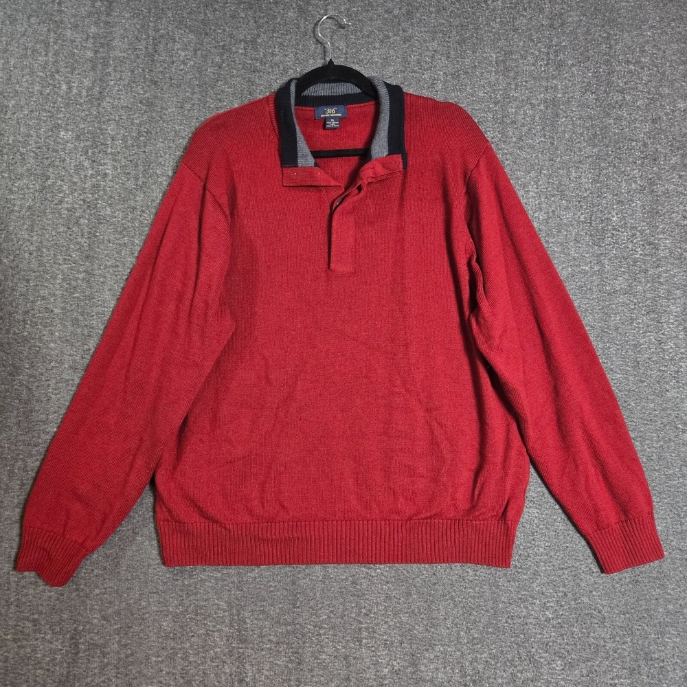 Brooks Brothers 346 Sweater Men XL Red‎ Henley Merino Wool